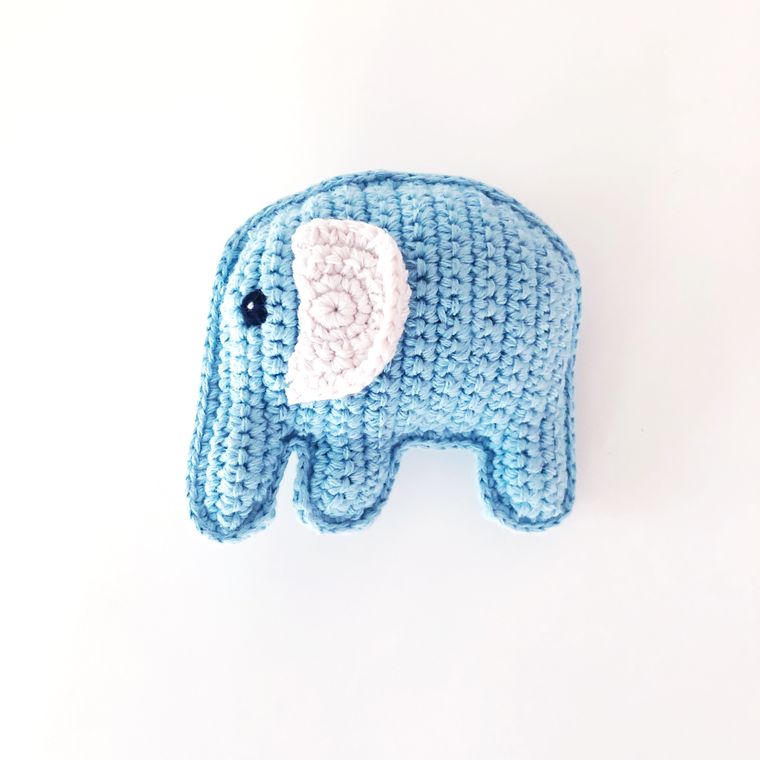Organic Elephant Rattle - Blue