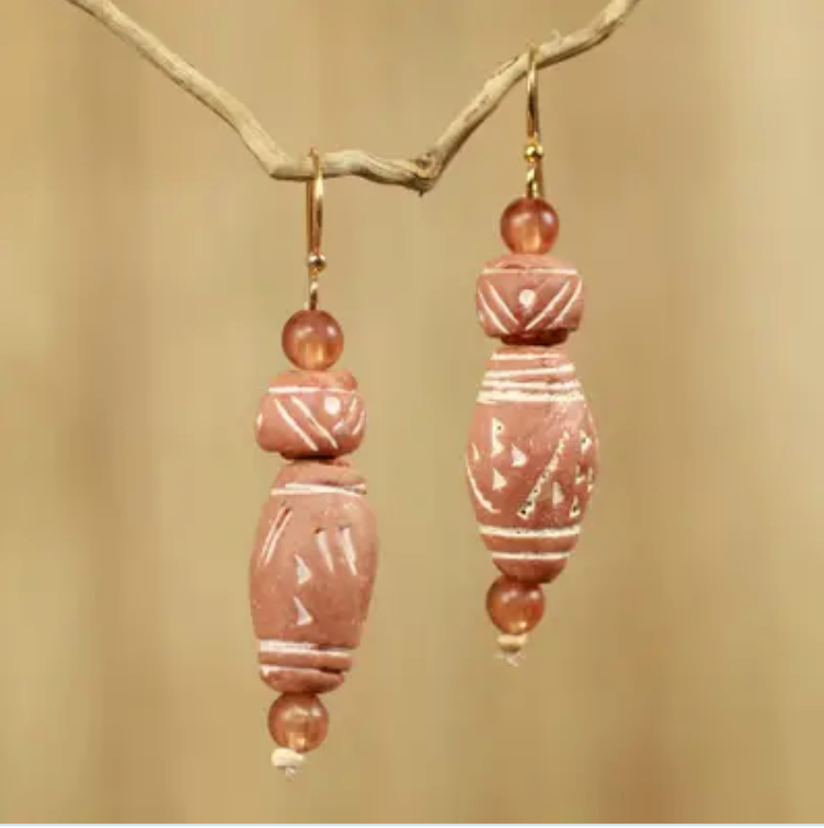 Fair trade terracotta earrings handmade in Ghana