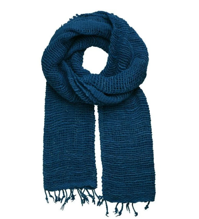 Free Weave Handwoven Cotton Scarf - Blue