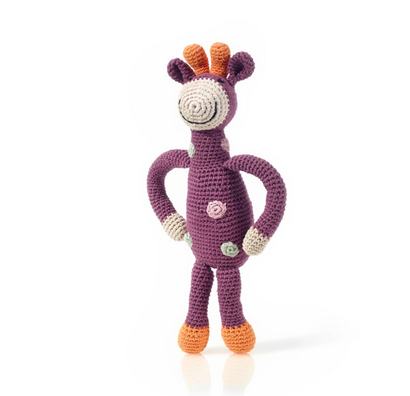 Organic Purple Giraffe Rattle