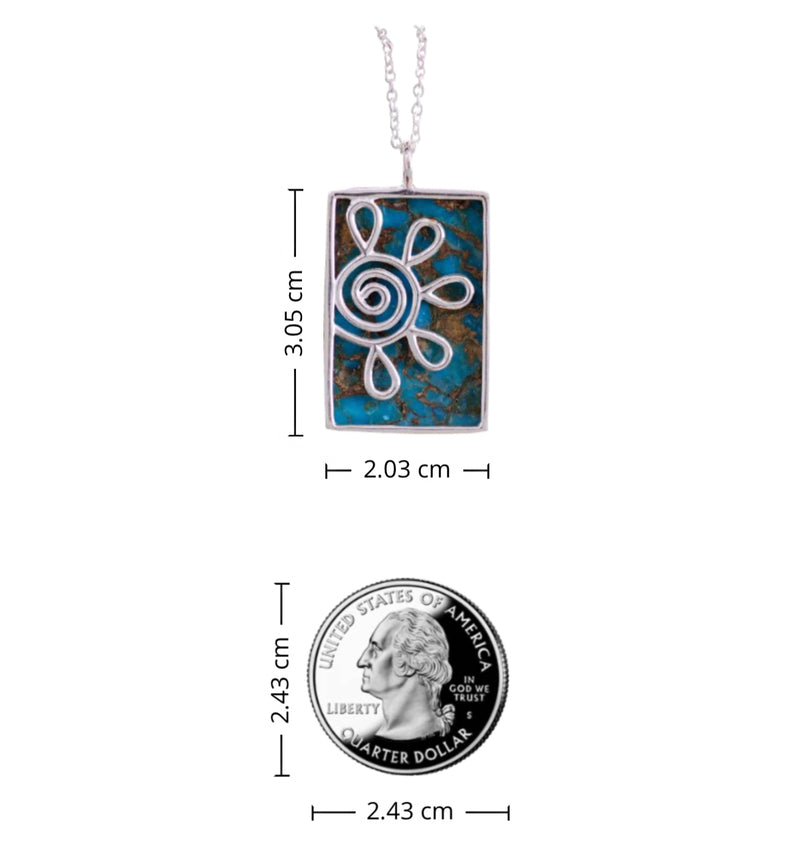 Reconstituted Turquoise Pendant Necklace, "Blue Blossom"