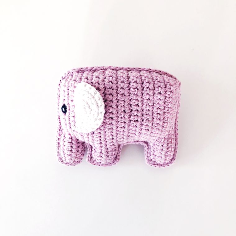 Organic Elephant Rattle - Pink