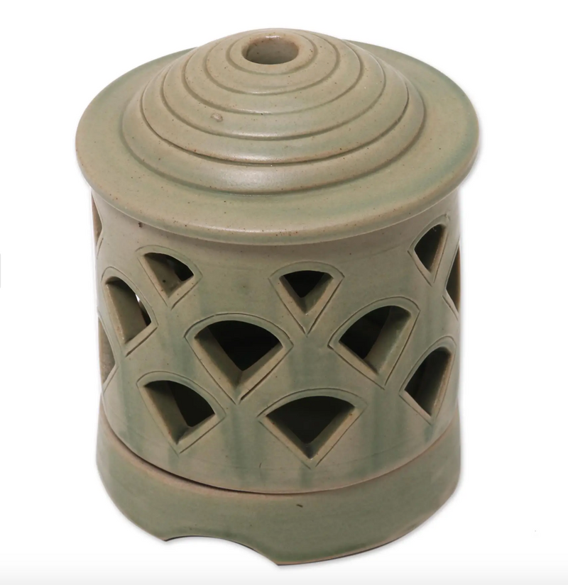 Fair Trade Ceramic Tealight Candleholder, "Cupola Light"