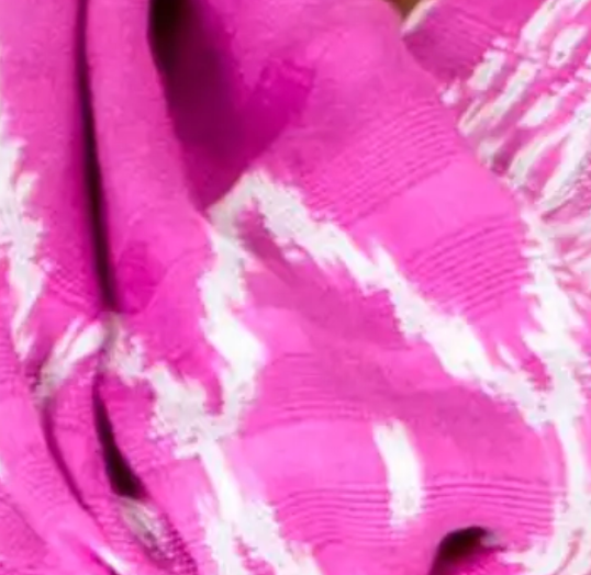 Light Fuchsia Backstrap Loom Cotton Scarf from Guatemala, "Solola Orchids"