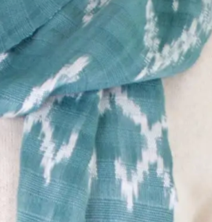 Backstrap Loom Aqua Blue Cotton Scarf with Organic Dyes, "Solola Aqua"