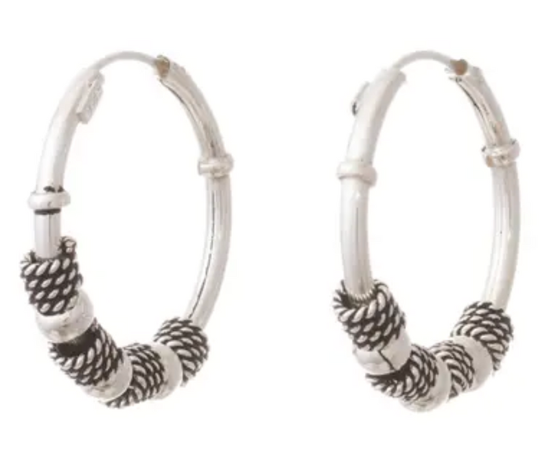 Sterling Silver Hoop Earrings, "Enigma"