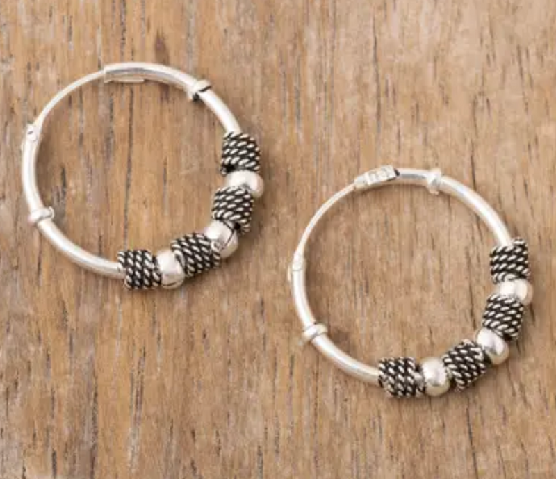 Sterling Silver Hoop Earrings, "Enigma"