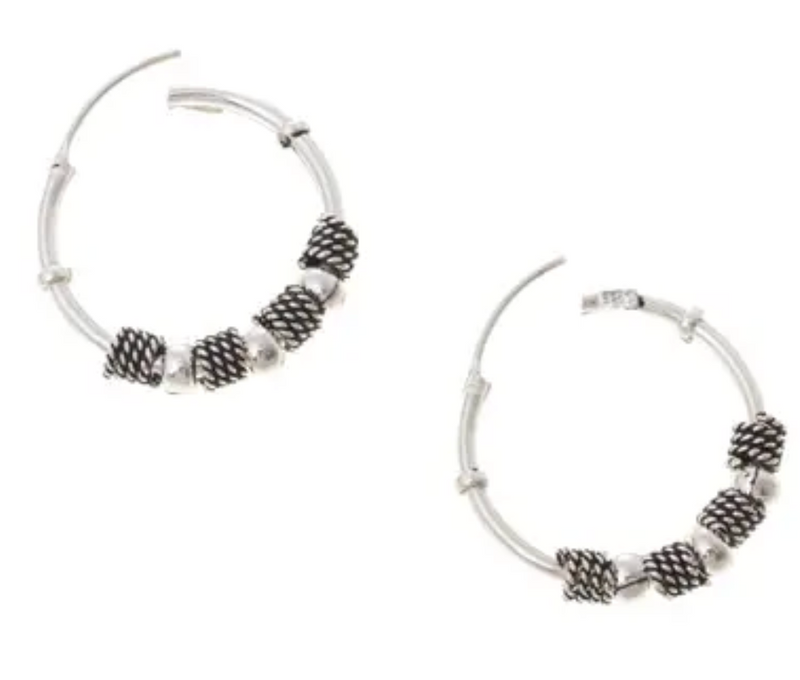 Sterling Silver Hoop Earrings, "Enigma"