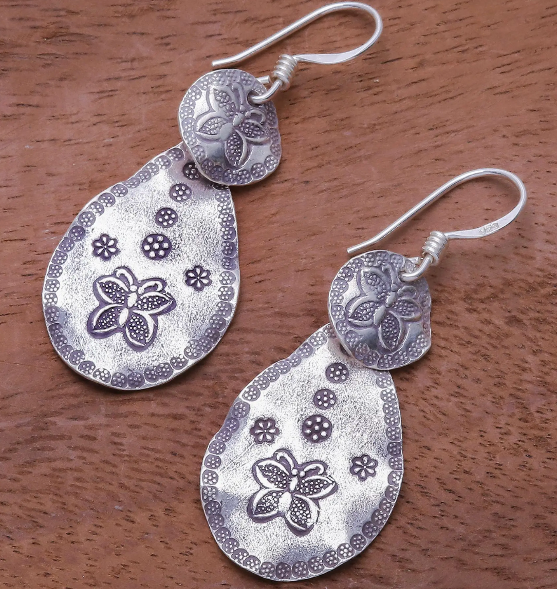 Butterfly Motif Karen Silver Dangle Earrings from Thailand, Original  Butterfly