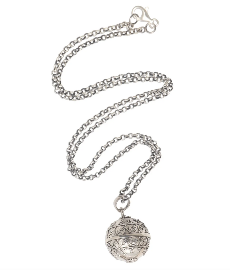 Silver Balinese Harmony Ball Necklace, "Sweet Breeze"