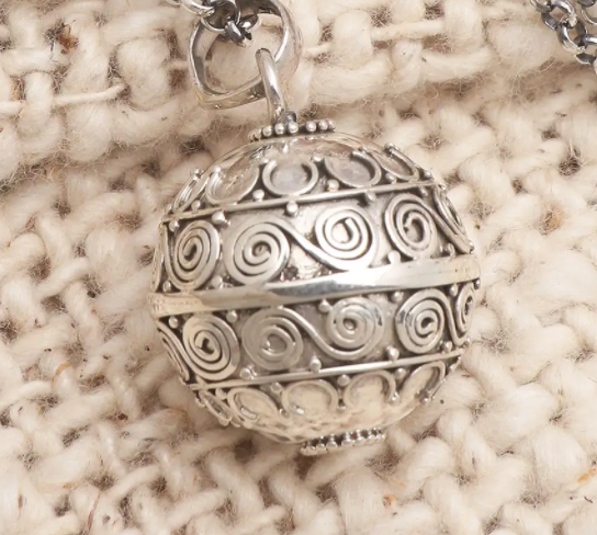 Silver Balinese Harmony Ball Necklace, "Sweet Breeze"