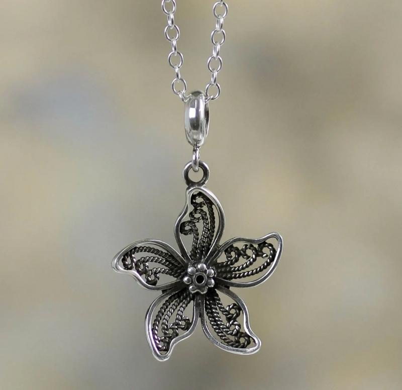 Artisan Crafted Sterling Silver Peruvian Necklace, "Iris Wonder"