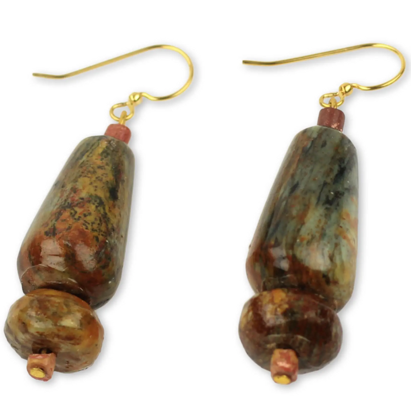 African Handcrafted Natural Soapstone Earrings, "Thanks for Helping"