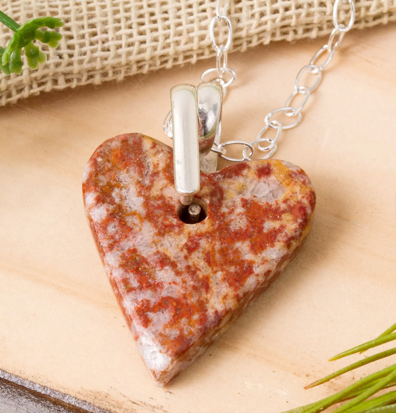 Heart-Shaped Marble Pendant Necklace from Mexico, "Love for the Earth"