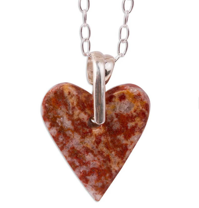 Heart-Shaped Marble Pendant Necklace from Mexico, "Love for the Earth"