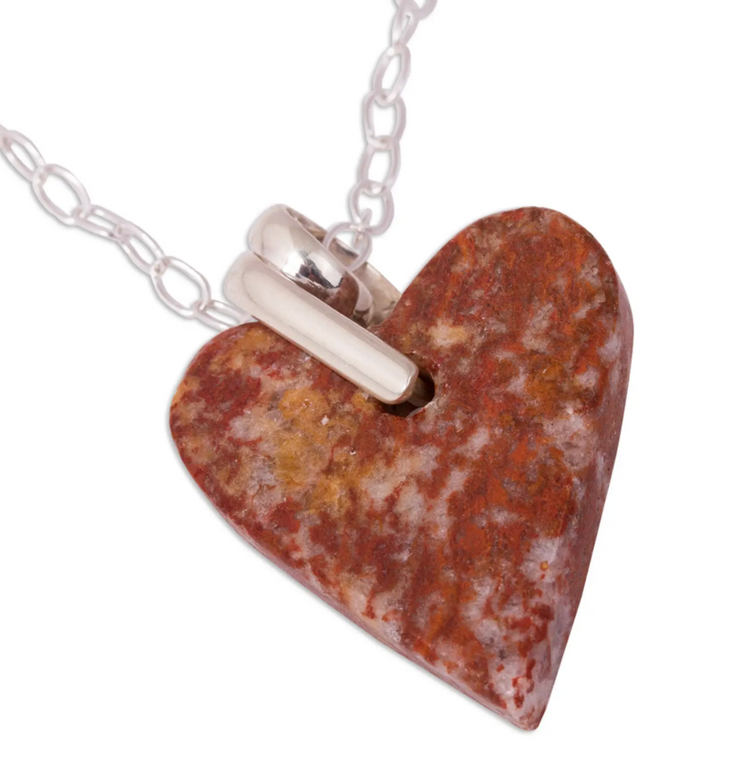 Heart-Shaped Marble Pendant Necklace from Mexico, "Love for the Earth"