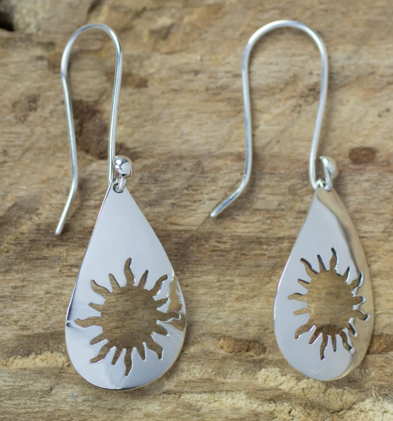 Taxco Sunshine Sterling Silver Dangle Earrings, "Sun Shower"