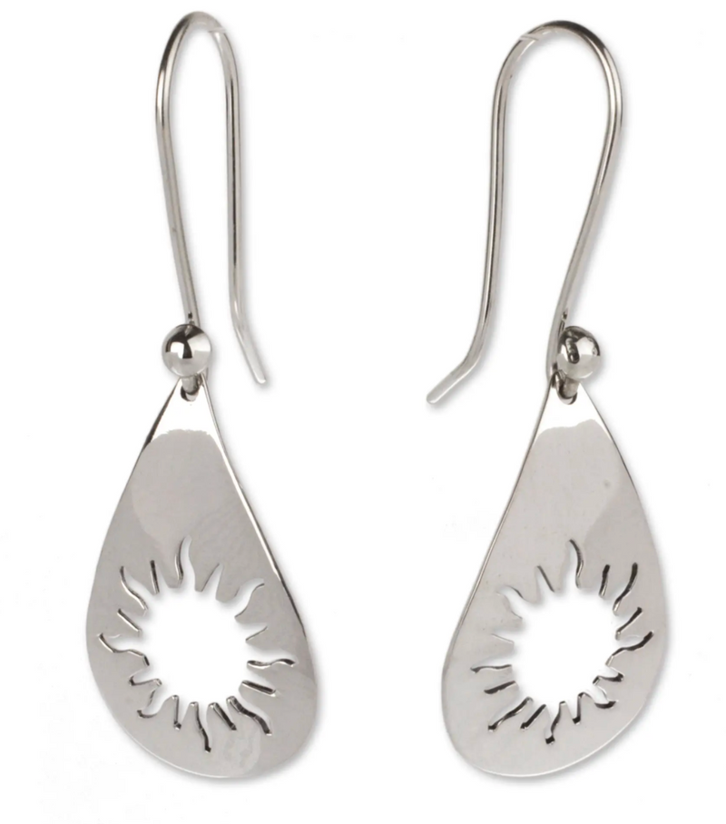 Taxco Sunshine Sterling Silver Dangle Earrings, "Sun Shower"