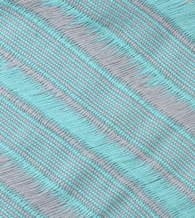 Striped Cotton Scarf in Ash and Turquoise from Mexico, "Lovely Treasure"