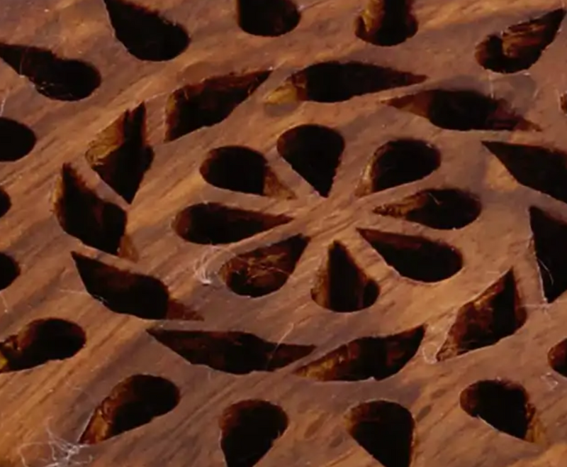 Hand Carved Decorative Mango Wood Box from India, "Glorious Flower"