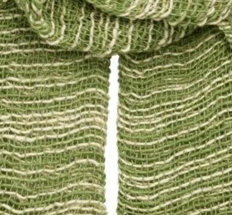 Free Weave Handwoven Cotton Scarf - Forest with Cream Accents