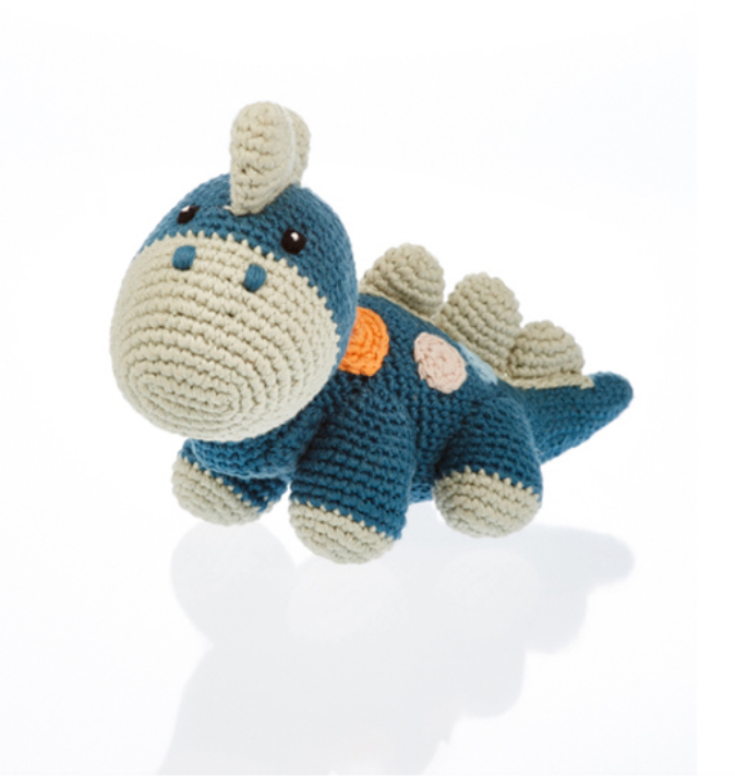 Organic Dino Rattle - Blue