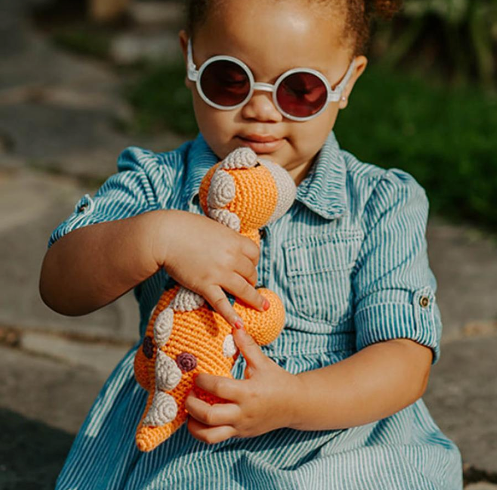 Organic Dino Rattle - Soft Orange