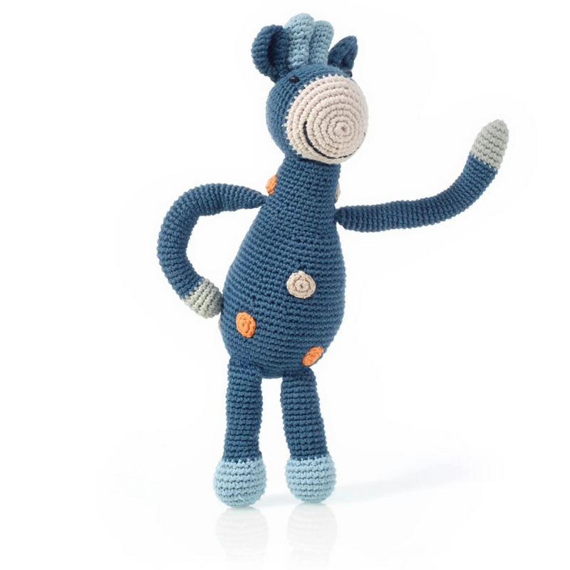 Organic Blue Giraffe Rattle