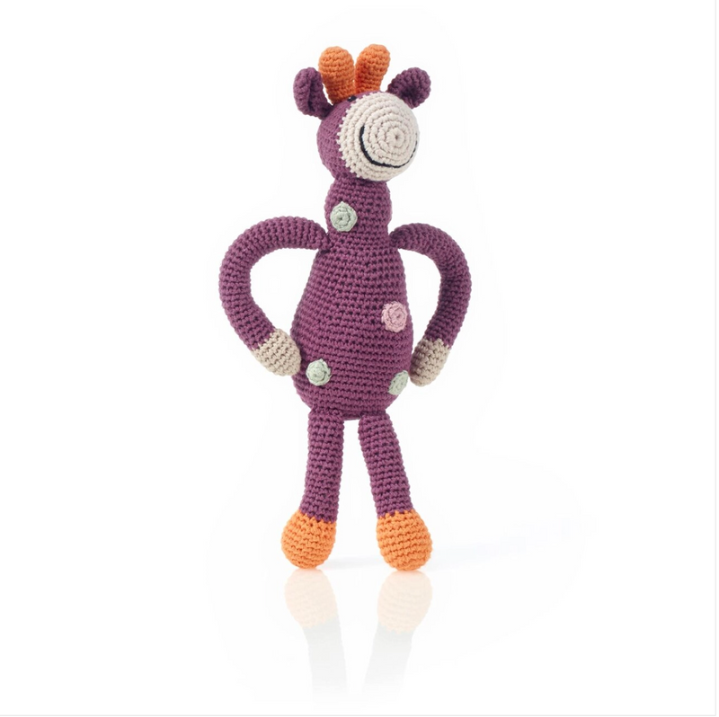 Organic Purple Giraffe Rattle