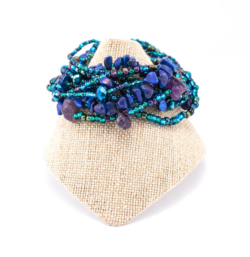 The fair trade 'Rock Candy' Magnetic Bracelet handmade in Guatemala - Ocean