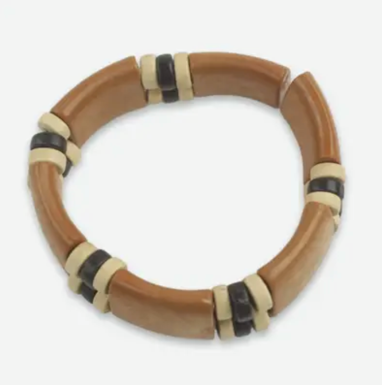 Recycled Plastic Wood Eco Friendly Bracelet from Africa, "Butterscotch Connection"