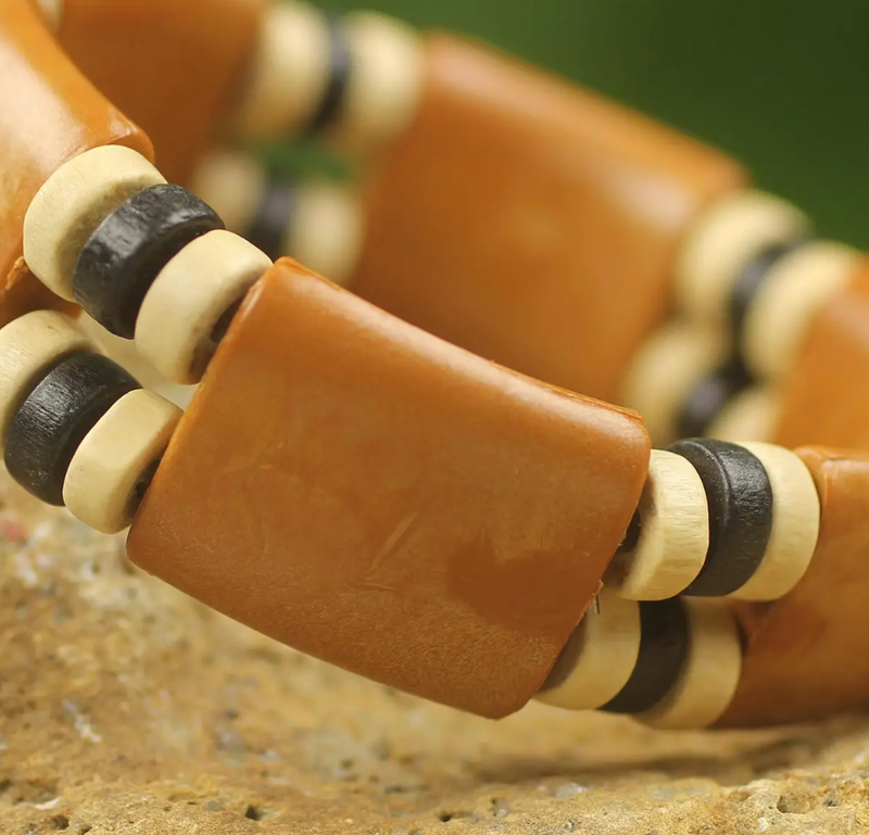 Recycled Plastic Wood Eco Friendly Bracelet from Africa, "Butterscotch Connection"