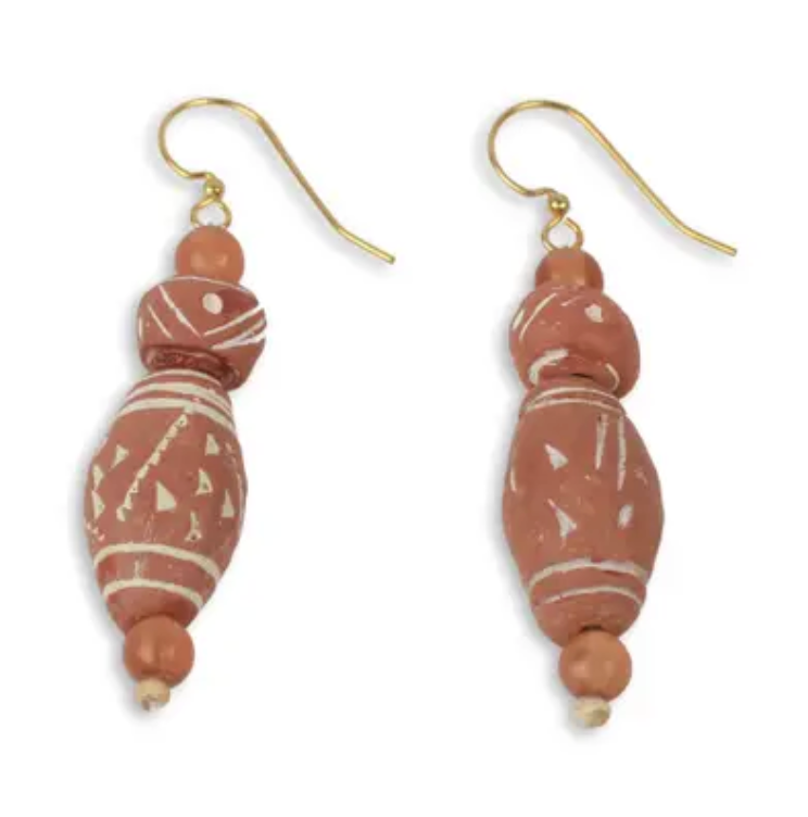 African Handmade Eco Friendly Terracotta Earrings, "Light of Africa"