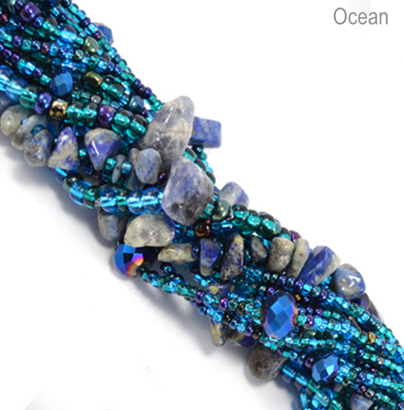 The fair trade 'Rock Candy' Magnetic Bracelet handmade in Guatemala - Ocean Close-up