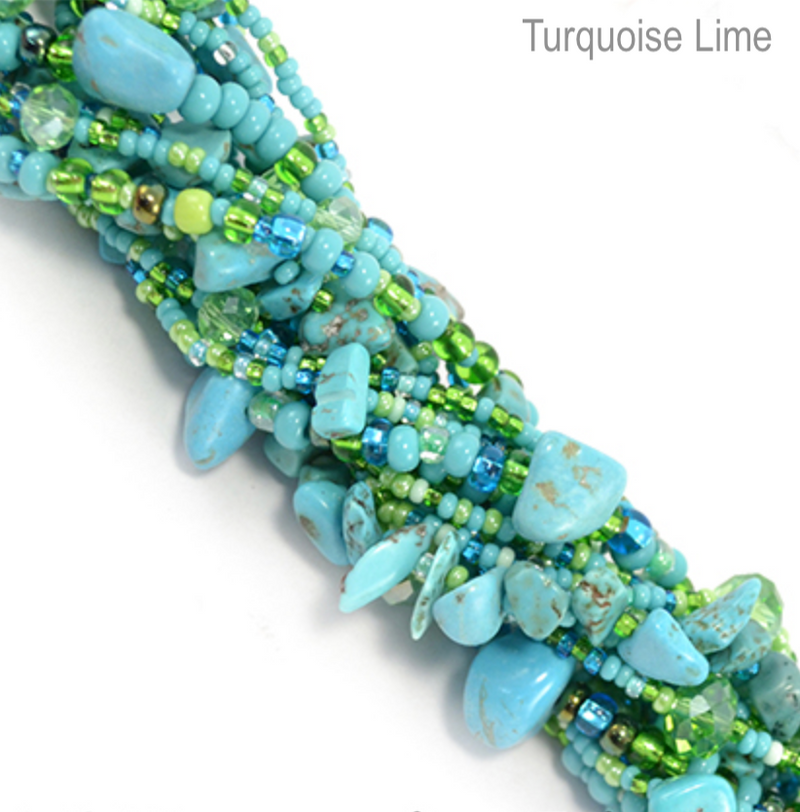 The fair trade 'Rock Candy' Magnetic Bracelet handmade in Guatemala - Turquoise Lime Close-up