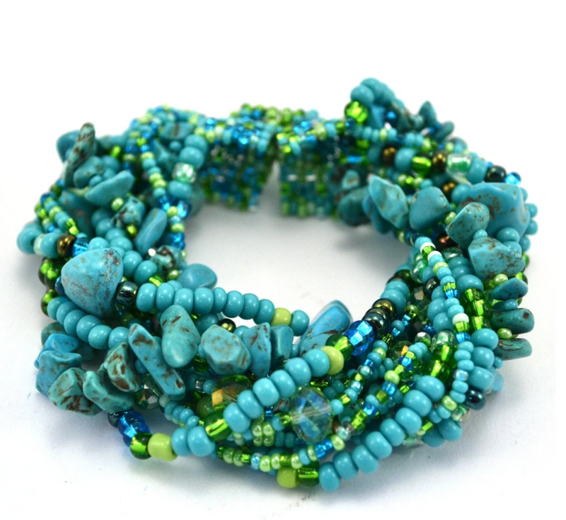 The fair trade 'Rock Candy' Magnetic Bracelet handmade in Guatemala, Turquoise Lime